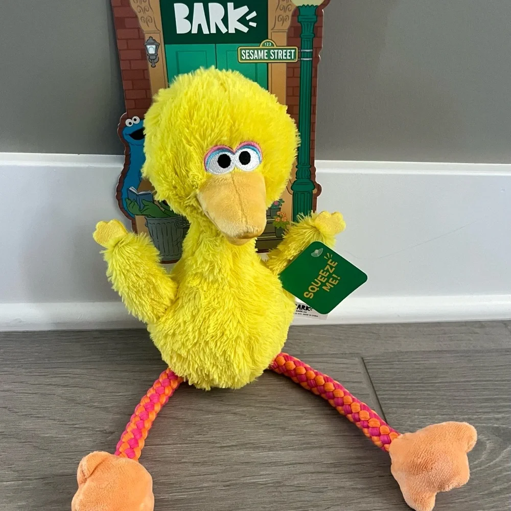 BARK Sesame Street Big Bird Plush Squeaky Dog Toy - Yellow